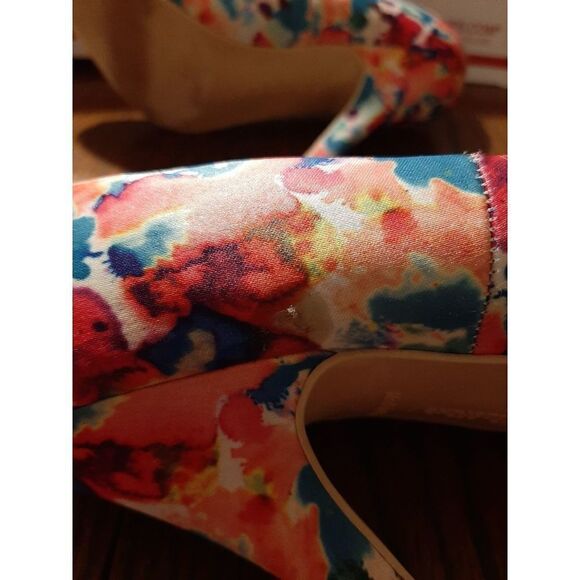 Good Used Condition 7.5 Floral Color Splash Christian Siriano Peep Toe 4" Heels - Picture 7 of 7